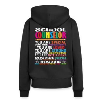 Schulberater Du Bist Besonders Geliebt - Frauen Premium Bio Hoodie - Schwarz - Hinten - Julia (174cm)