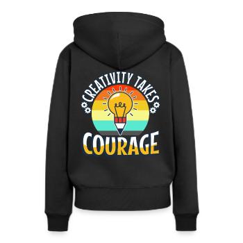 Creativity Takes Courage - Frauen Premium Bio Hoodie - Schwarz - Hinten - Julia (174cm)