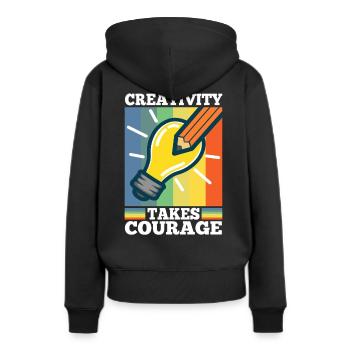 Creativity Takes Courage - Frauen Premium Bio Hoodie - Schwarz - Hinten - Julia (174cm)