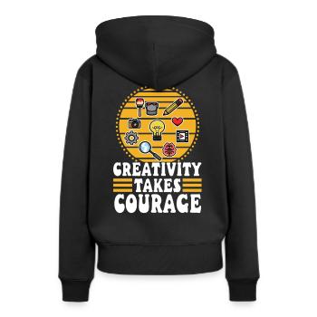 La créativité demande du courage - Sweat à capuche Premium bio Femme - noir - Dos - Julia (174cm)