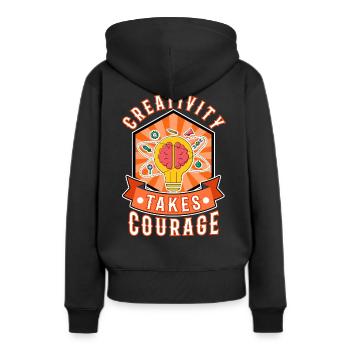 La créativité demande du courage - Sweat à capuche Premium bio Femme - noir - Dos - Julia (174cm)