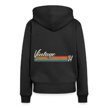 Vintage Since 1984 Geschenk Zum 37. Geburtstag - Frauen Premium Bio Hoodie - Schwarz - Hinten - Julia (174cm)