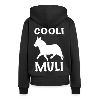 Cooli Muli - Frauen Premium Bio Hoodie - Schwarz - Hinten - Julia (174cm)