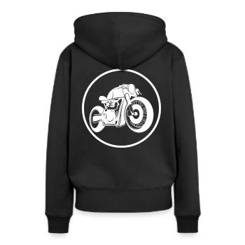 cafe racer - Frauen Premium Bio Hoodie - Schwarz - Hinten - Julia (174cm)