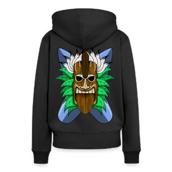 Masque TIKI - Sweat à capuche Premium bio Femme - noir - Dos - Julia (174cm)