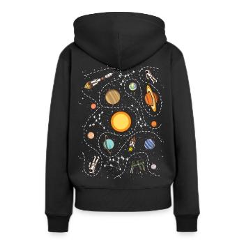 Passionné de planète spatiale - Sweat à capuche Premium bio Femme - noir - Dos - Julia (174cm)