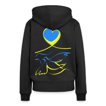 Ukraine - Frauen Premium Bio Hoodie - Schwarz - Hinten - Julia (174cm)
