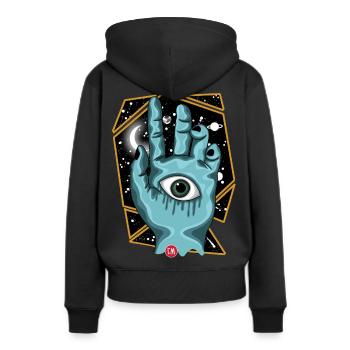 main et œil - Sweat à capuche Premium bio Femme - noir - Dos - Julia (174cm)