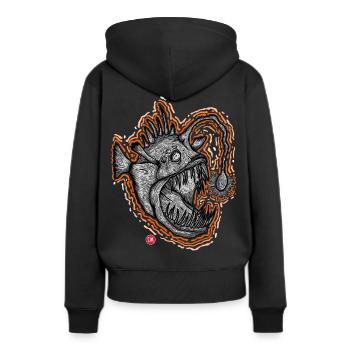 Anglerfisch - Frauen Premium Bio Hoodie - Schwarz - Hinten - Julia (174cm)