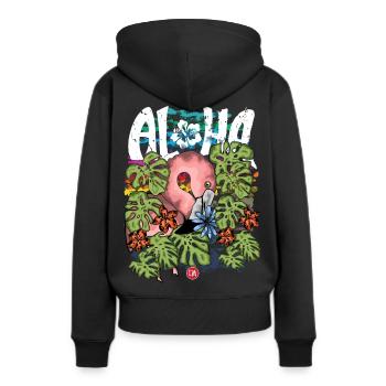 Aloha - Sweat à capuche Premium bio Femme - noir - Dos - Julia (174cm)