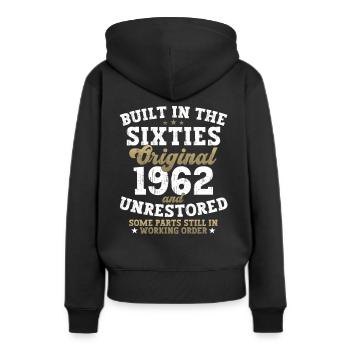 Built in the sixties 1962 60. Geburtstag Herren - Frauen Premium Bio Hoodie - Schwarz - Hinten - Julia (174cm)