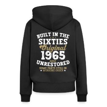 Built in the sixties 1965 57. Geburtstag Herren - Frauen Premium Bio Hoodie - Schwarz - Hinten - Julia (174cm)