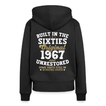 Built in the sixties 1967 55. Geburtstag Herren - Frauen Premium Bio Hoodie - Schwarz - Hinten - Julia (174cm)