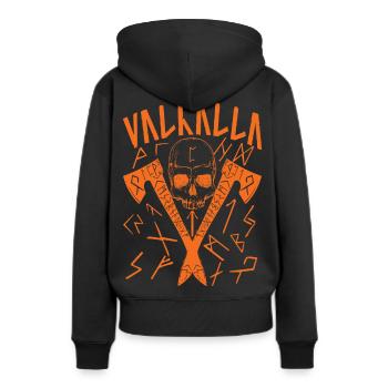 Valhalla Runes - Frauen Premium Bio Hoodie - Schwarz - Hinten - Julia (174cm)