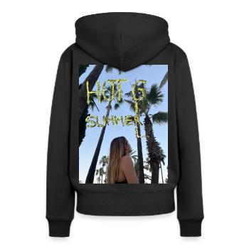 HOT GIRL SUMMER RÜCKENPRINT - Frauen Premium Bio Hoodie - Schwarz - Hinten - Julia (174cm)