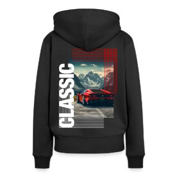 classic car - Frauen Premium Bio Hoodie - Schwarz - Hinten - Julia (174cm)
