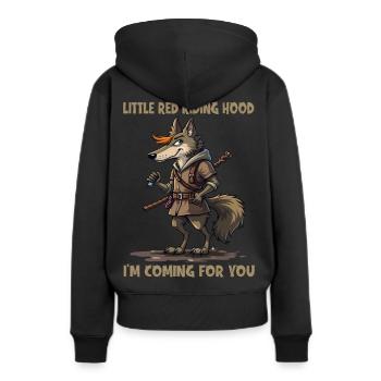 Le Petit Chaperon Rouge - Je viens pour toi - Sweat à capuche Premium bio Femme - noir - Dos - Julia (174cm)