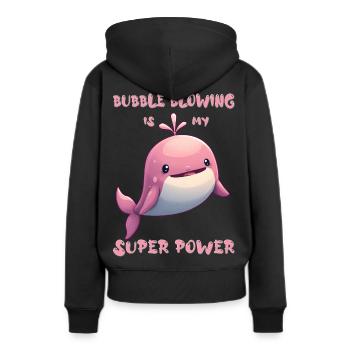 Bubble blowing is my super power - Frauen Premium Bio Hoodie - Schwarz - Hinten - Julia (174cm)