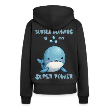 Bubble blowing is my super power - Frauen Premium Bio Hoodie - Schwarz - Hinten - Julia (174cm)