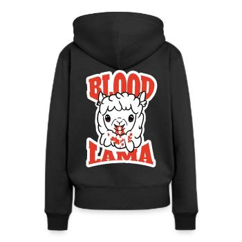 Halloween-Blut und Lama - Frauen Premium Bio Hoodie - Schwarz - Hinten - Julia (174cm)