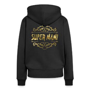 Super Mami - Frauen Premium Bio Hoodie - Schwarz - Hinten - Julia (174cm)