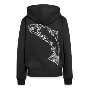 Lachs - Frauen Premium Bio Hoodie - Schwarz - Hinten - Julia (174cm)