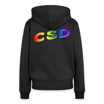 CSD - Sweat à capuche Premium bio Femme - noir - Dos - Julia (174cm)