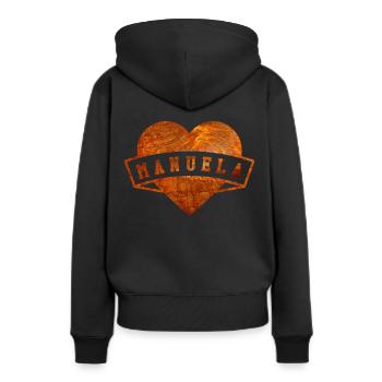 Vorname Manuela - Frauen Premium Bio Hoodie - Schwarz - Hinten - Julia (174cm)