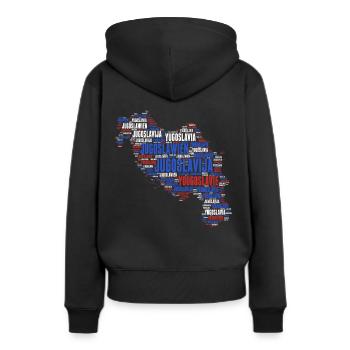 Conception de carte de Yougoslavie 03c - Sweat à capuche Premium bio Femme - noir - Dos - Julia (174cm)