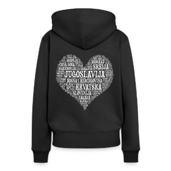 Yougoslavie HEART design 01w - Sweat à capuche Premium bio Femme - noir - Dos - Julia (174cm)