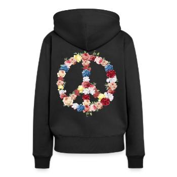 Peacezeichen - Frauen Premium Bio Hoodie - Schwarz - Hinten - Julia (174cm)