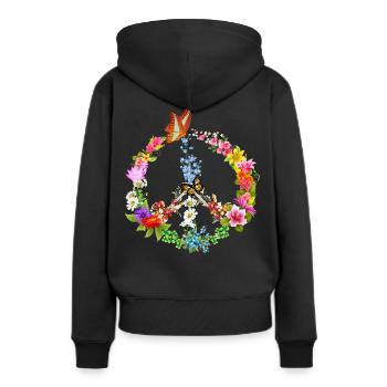 Peacezeichen Schmetterling - Frauen Premium Bio Hoodie - Schwarz - Hinten - Julia (174cm)