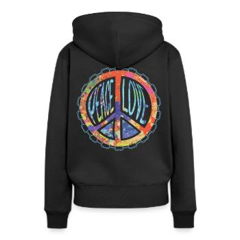 Peacezeichen Harmonie - Frauen Premium Bio Hoodie - Schwarz - Hinten - Julia (174cm)