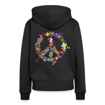Friedensymbol Peacezeichen - Frauen Premium Bio Hoodie - Schwarz - Hinten - Julia (174cm)