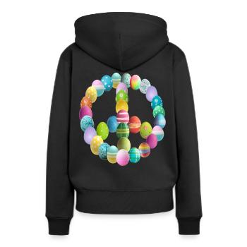 Peacezeichen Osterei - Frauen Premium Bio Hoodie - Schwarz - Hinten - Julia (174cm)