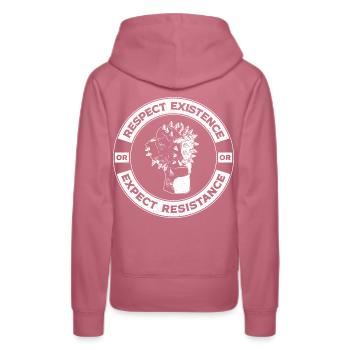 RESPECTER L'EXISTENCE ou RÉSISTER À LA RÉSISTANCE - Sweat à capuche Premium bio Femme - mauve - Dos - Isabella (175cm)