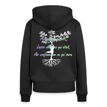 Accepte ce qui est - Sweat à capuche Premium bio Femme - noir - Dos - Julia (174cm)