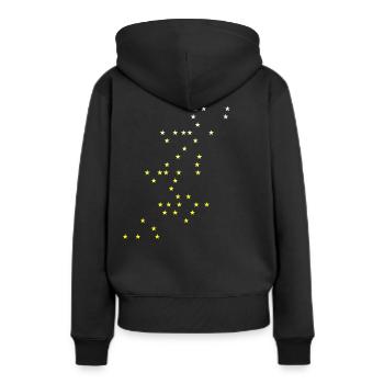 étoiles blanc jaune idée cadeau idée cadeau idée - Sweat à capuche Premium bio Femme - noir - Dos - Julia (174cm)