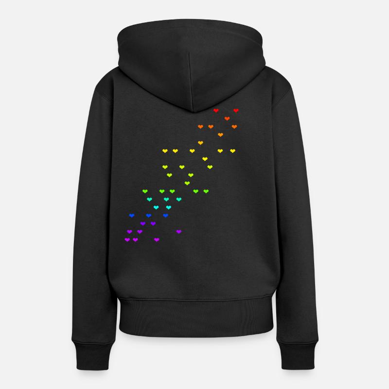 Herzen bunt Regenbogen Farben Geschenkidee - Frauen Premium Bio Hoodie - Schwarz