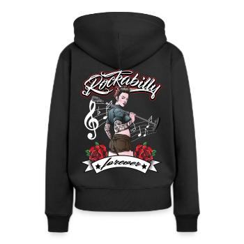 Rockabilly Girl Vintage Retro Rock N Roll pour femme - Sweat à capuche Premium bio Femme - noir - Dos - Julia (174cm)