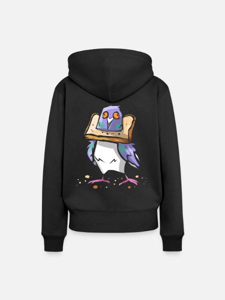 Lustige Taube mit Brot - Tauben Flüsterer Vogel - Frauen Premium Bio Hoodie - Schwarz