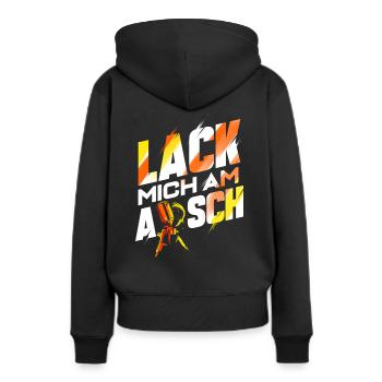 Lack mich am Arsch - Lackierer Autolackierer - Frauen Premium Bio Hoodie - Schwarz - Hinten - Julia (174cm)