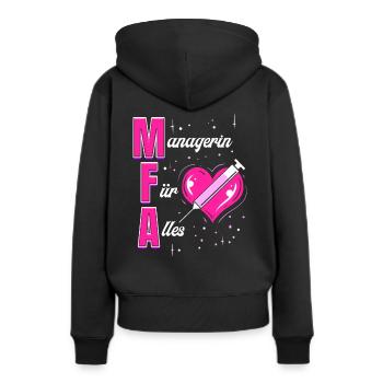 Managerin für Alles - Medizinische Fachangestellte - Frauen Premium Bio Hoodie - Schwarz - Hinten - Julia (174cm)