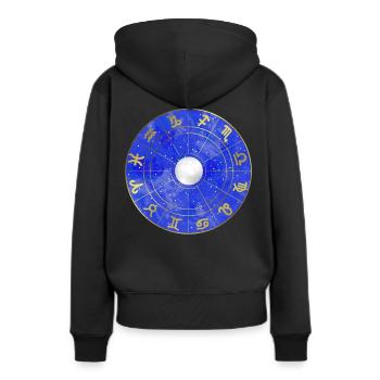 Étoile - Zodiaque - Lune - Ciel étoilé - Sweat à capuche Premium bio Femme - noir - Dos - Julia (174cm)