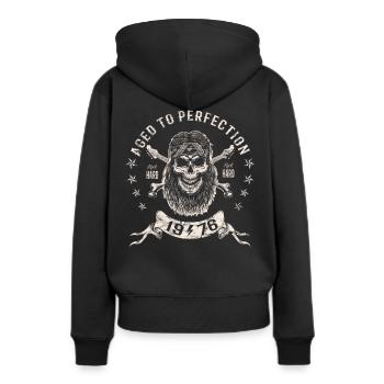 1976 Geburtstag Aged to perfection Rock Hard - Frauen Premium Bio Hoodie - Schwarz - Hinten - Julia (174cm)