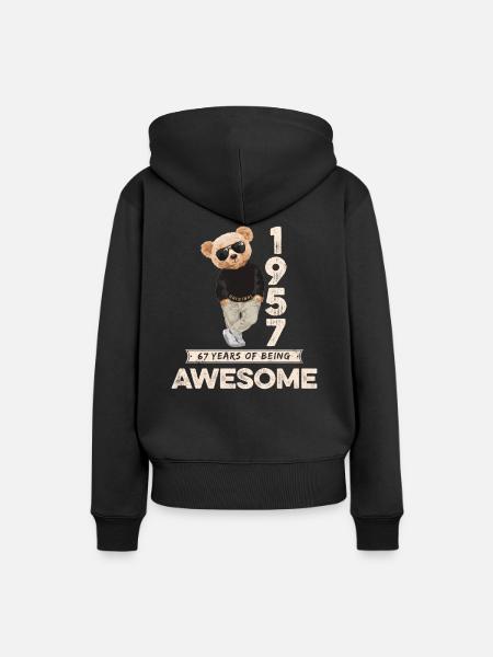 1957 Geburtstag Teddy Bär Being Awesome Orignal - Frauen Premium Bio Hoodie - Schwarz