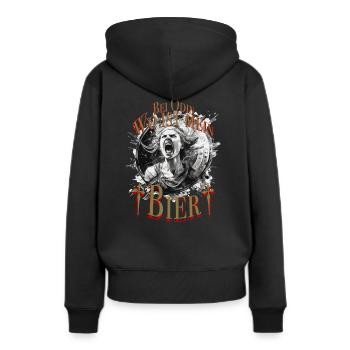 Schildmaid, bei Odin, wo ist mein Bier! - Frauen Premium Bio Hoodie - Schwarz - Hinten - Julia (174cm)
