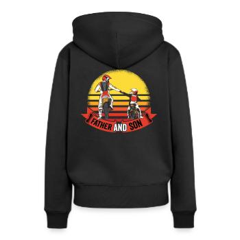 Motocross - père et fils - Sweat à capuche Premium bio Femme - noir - Dos - Julia (174cm)