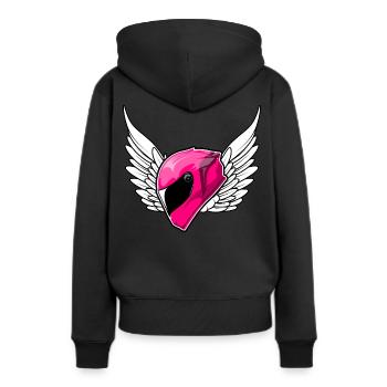Motorradfahrerin motorradhelm pink - Frauen Premium Bio Hoodie - Schwarz - Hinten - Julia (174cm)