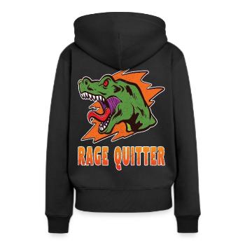 Gamer Rage Quit Dinosaurier - Frauen Premium Bio Hoodie - Schwarz - Hinten - Julia (174cm)